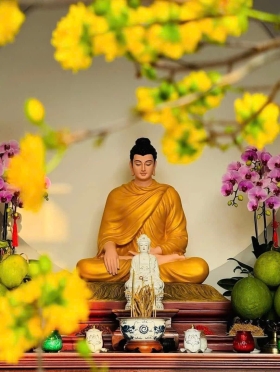 Tượng Phật Bổn Sư Ấn Địa Xúc vẽ màu 02